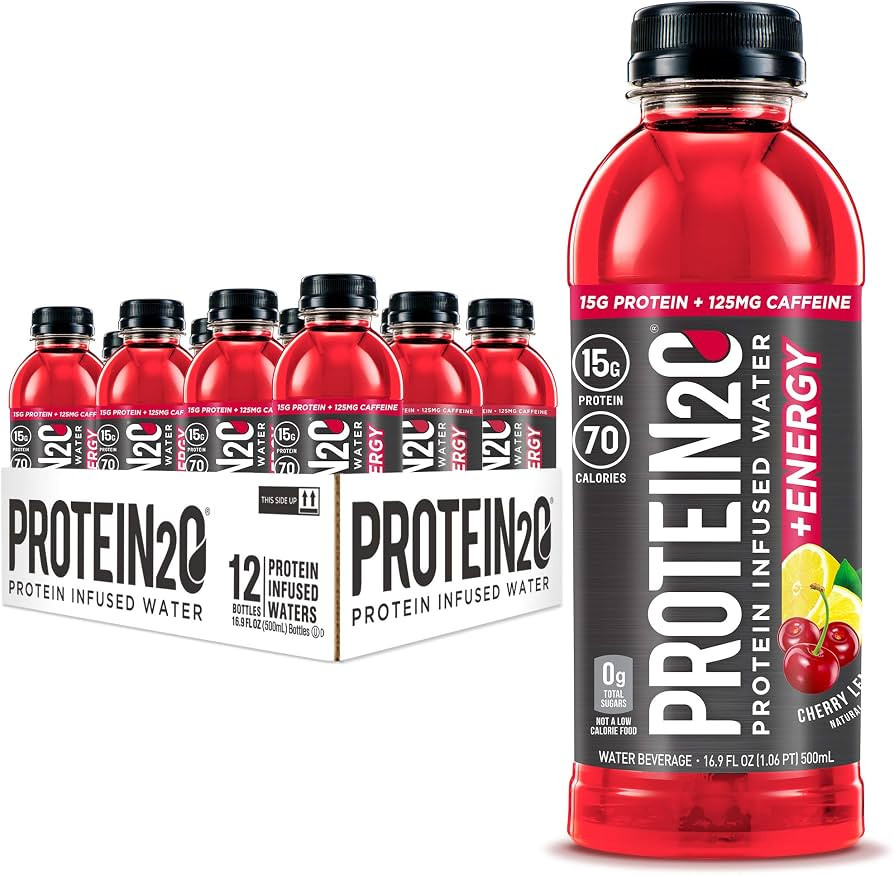 Protein2o 15g Whey Protein Infused Water Plus Energy, Cherry Lemonade, 16.9 oz Bottle (Pack of 12... | Amazon (US)