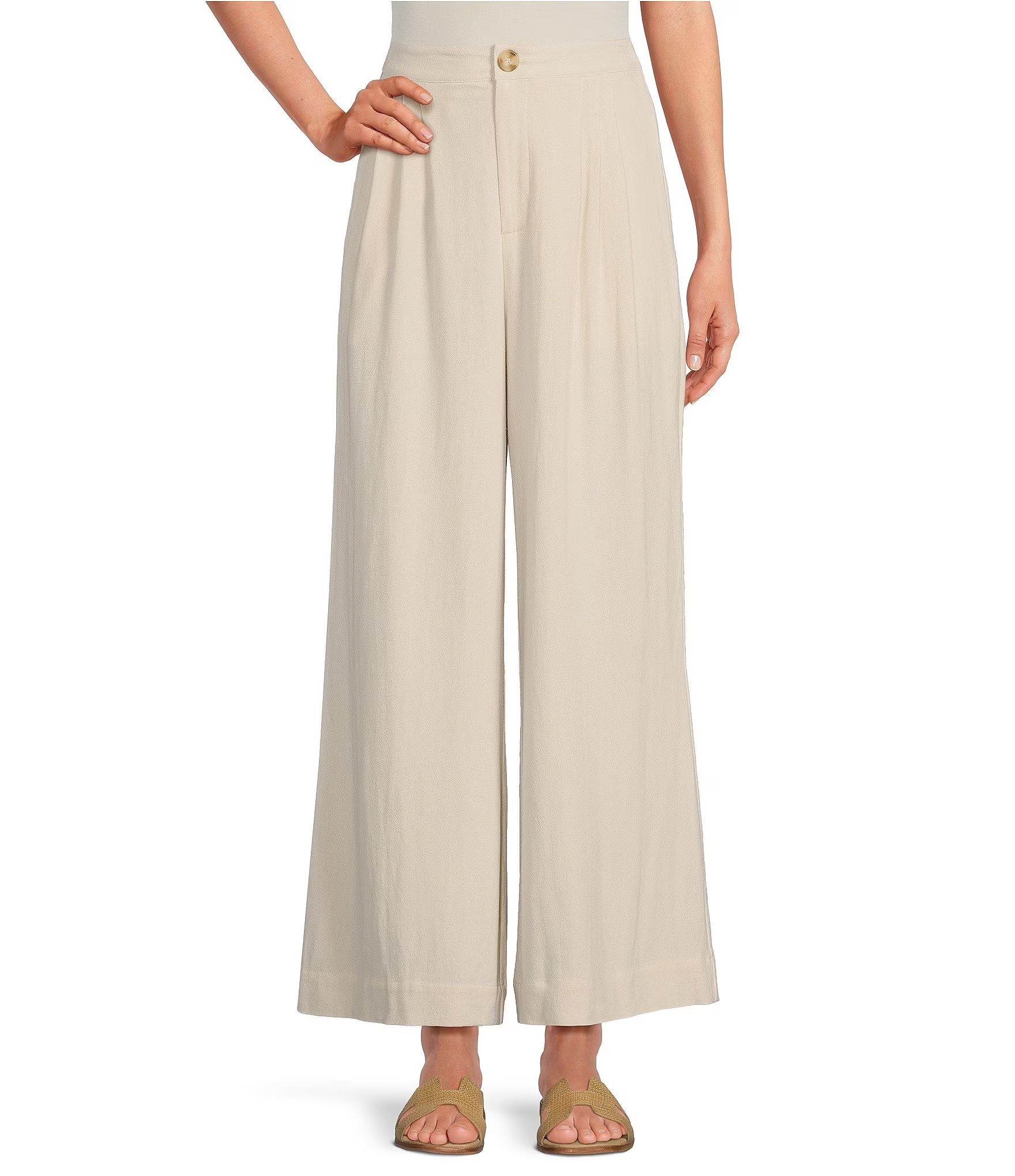 Pleated Pin Tucked Pleated Coordinating Wide Leg Trousers | Dillard's