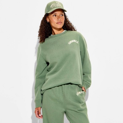 Women's Unwell Graphic Pullover Sweatshirt - Green XXS | Target