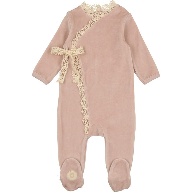 Tied Up in Lace Footie, Rose Smoke | Maisonette