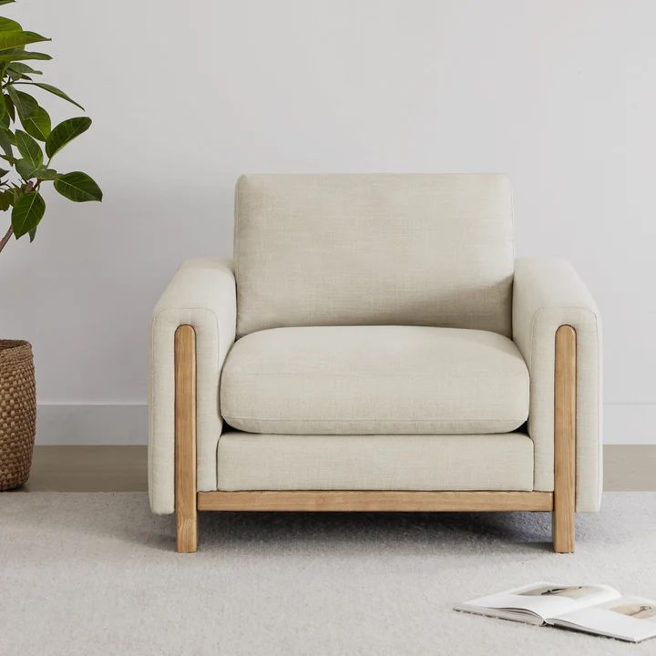 Keaton Wood Base Armchair | Elegant Mid-Century Design | Chita