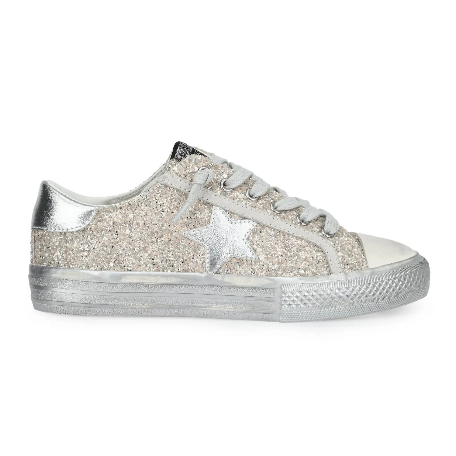 Women's Chunky Alive Star Low Top Sneaker In Gold Glitter Silver | Shop Simon