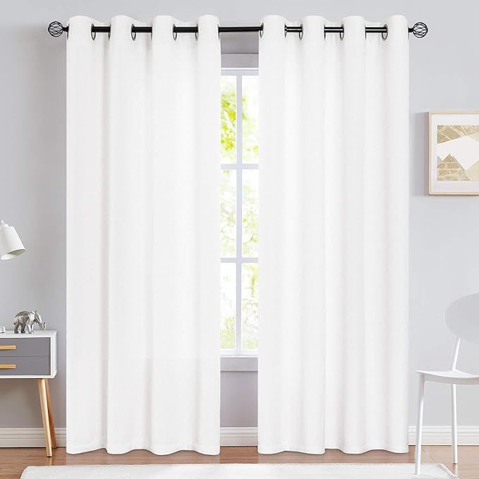 jinchan Linen Look Curtains for Living Room Moderate Light Filtering Window Curtain Panels for Be... | Amazon (US)