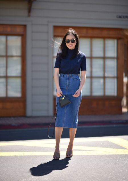 Looking forward to wearing my denim skirts all summer long!

Shop the summer look now!

#mocknecktop
#shortsleeveshirt
#midiskirt
#summeroutfit
#heeledsandals

#LTKSeasonal #LTKworkwear #LTKstyletip