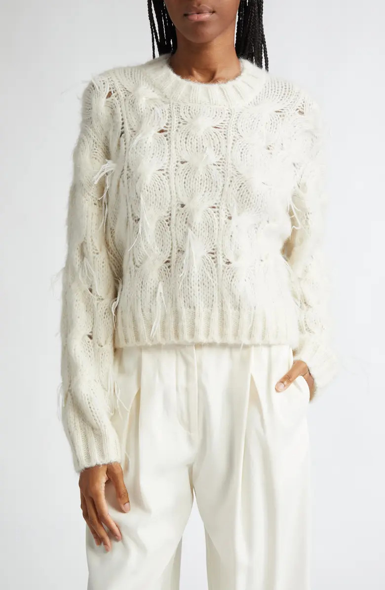 Vince Feather Detail Alpaca Blend Cable Sweater | Nordstromrack | Nordstrom Rack