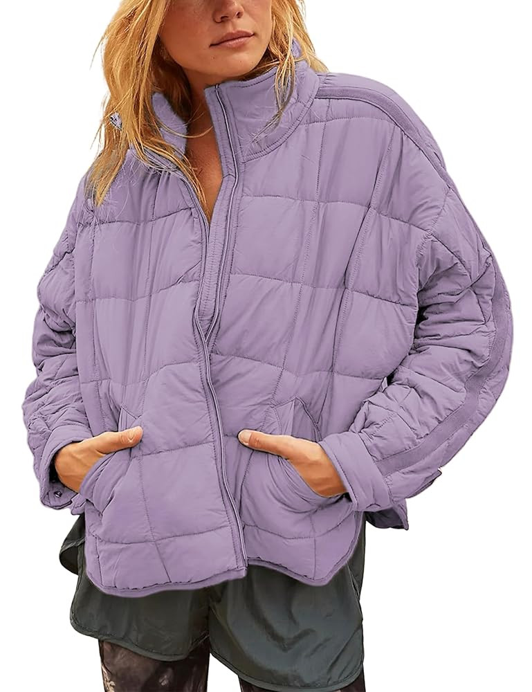 Huaqiao Womens Quilted Puffer Jackets Lightweight Zip up Short Winter Coat with Pockets | Amazon (US)