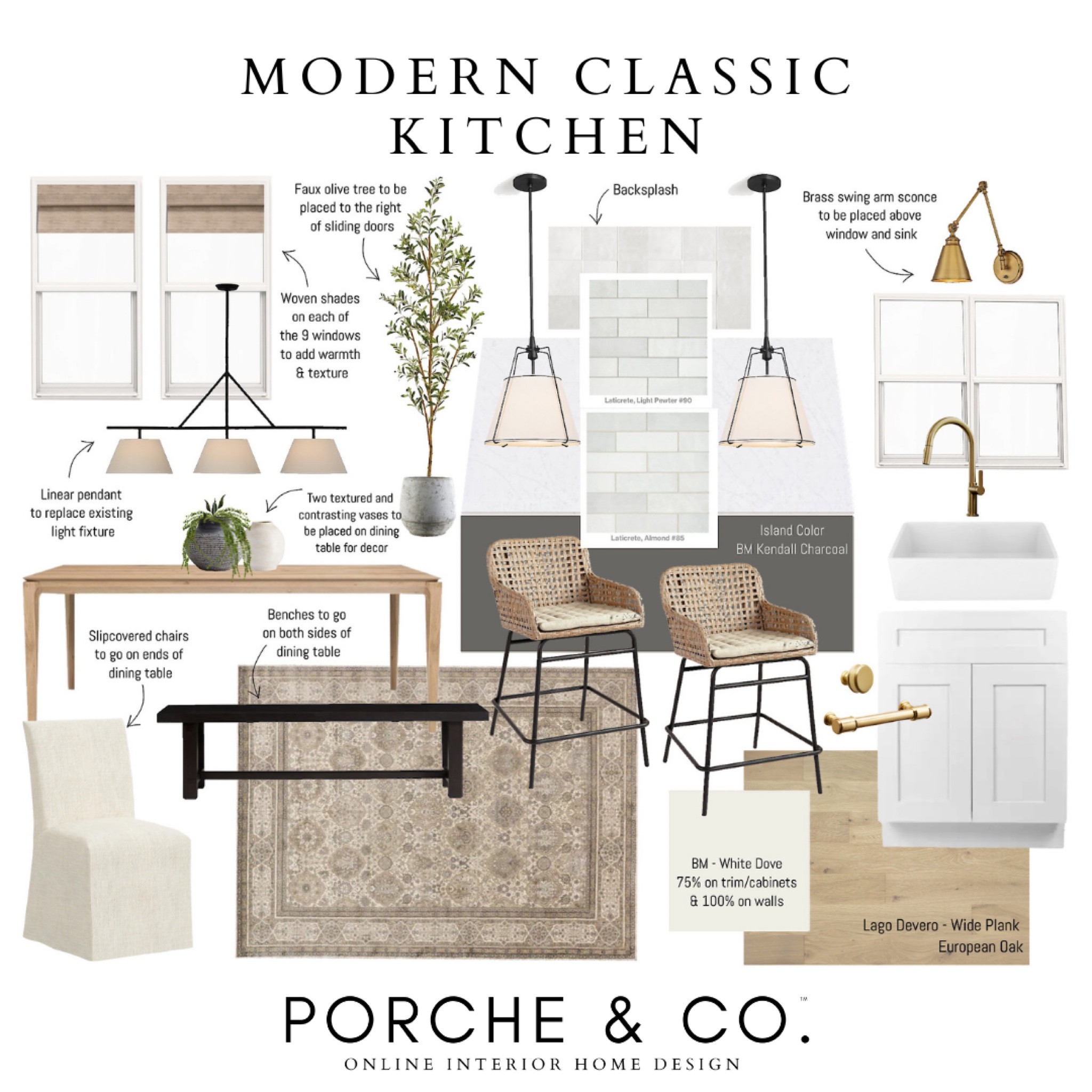 Kitchen design, transitional kitchen, kitchen mood board, kitchen decor, counter stools, dining table, island pendants, sconces, cabinet hardware, light fixture #kitchen #moodboard 

#LTKSeasonal #LTKstyletip #LTKhome