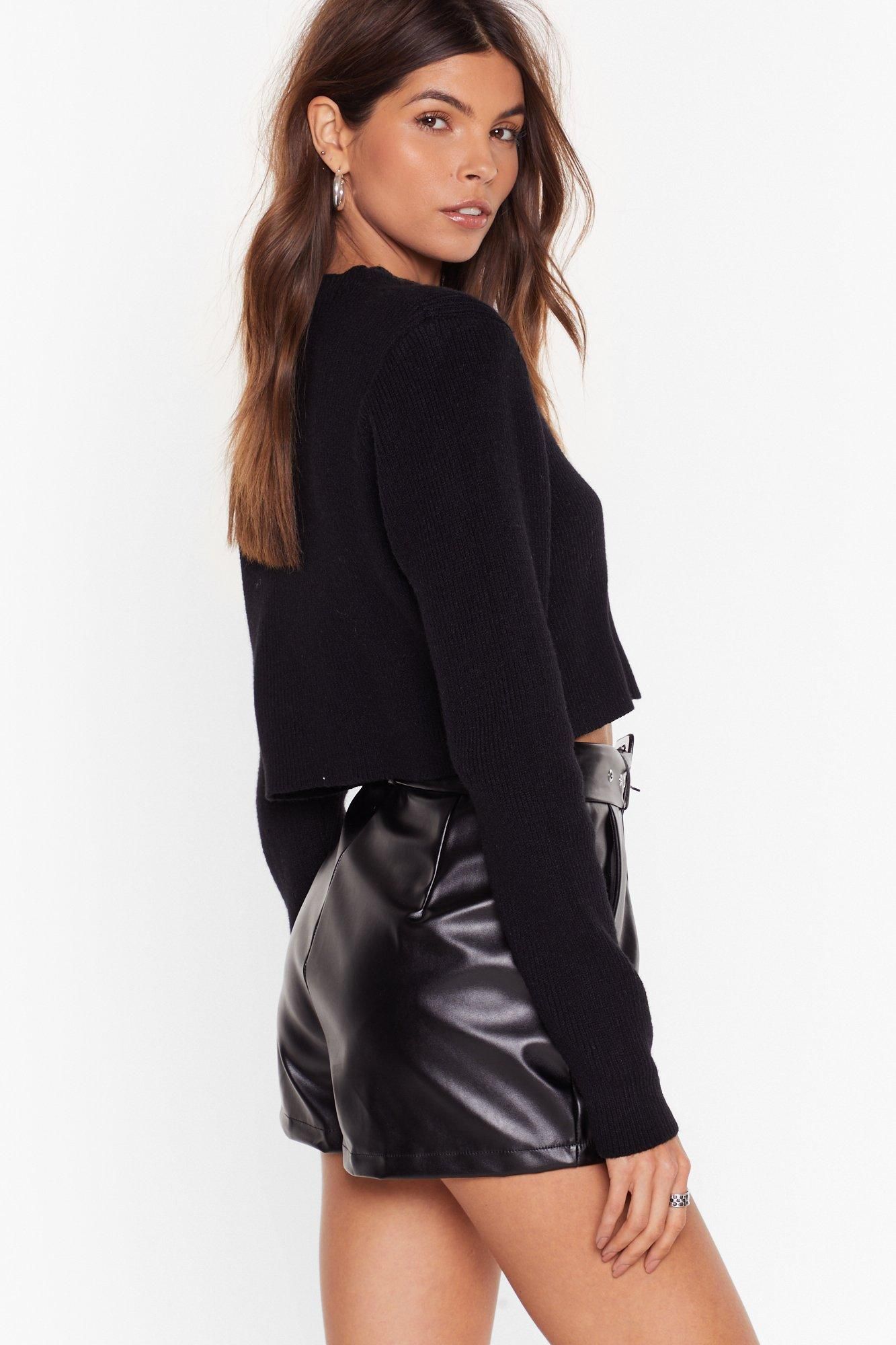 Faux Leather Buckle Belted Shorts | Nasty Gal (US)