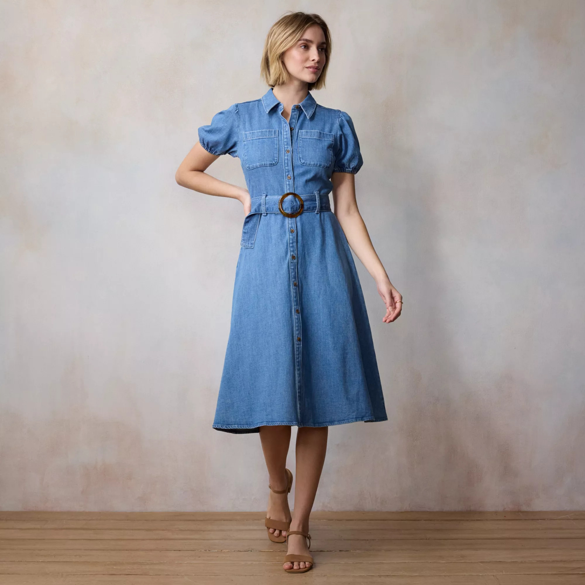 Women's LC Lauren Conrad Utility Denim Midi Dress | Kohl's