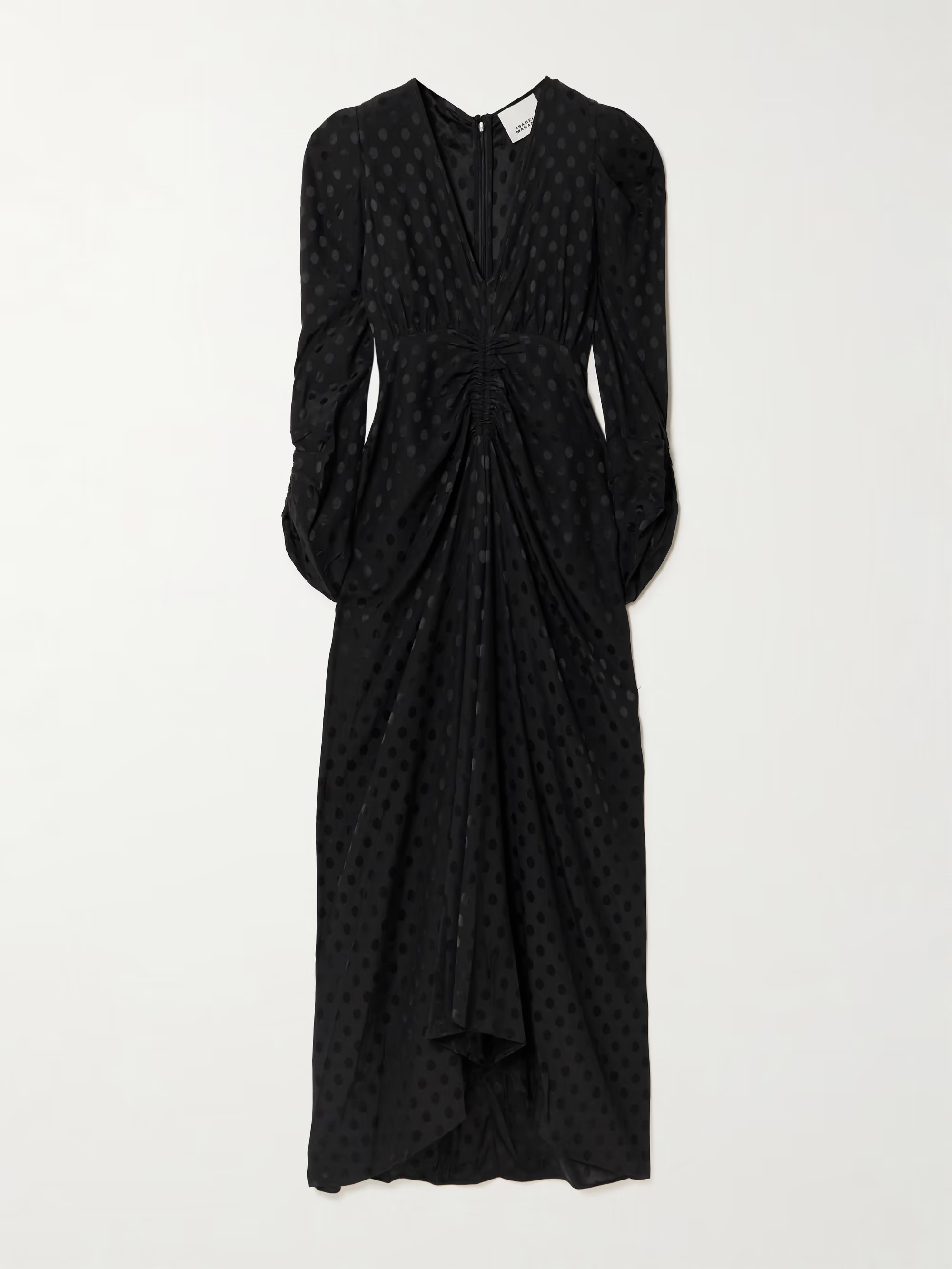 Albini gathered polka-dot stretch-silk jacquard midi dress | NET-A-PORTER (UK & EU)