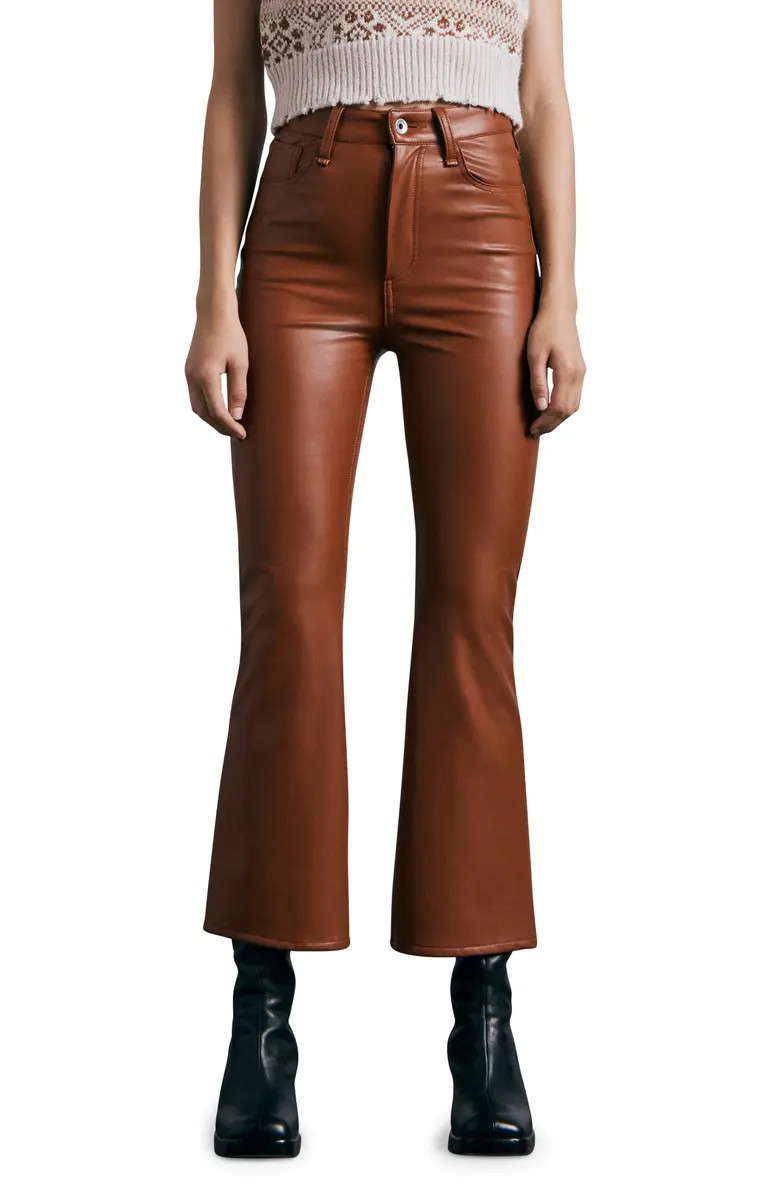 Casey Faux Leather Flare Leg Ankle Pants | Nordstrom