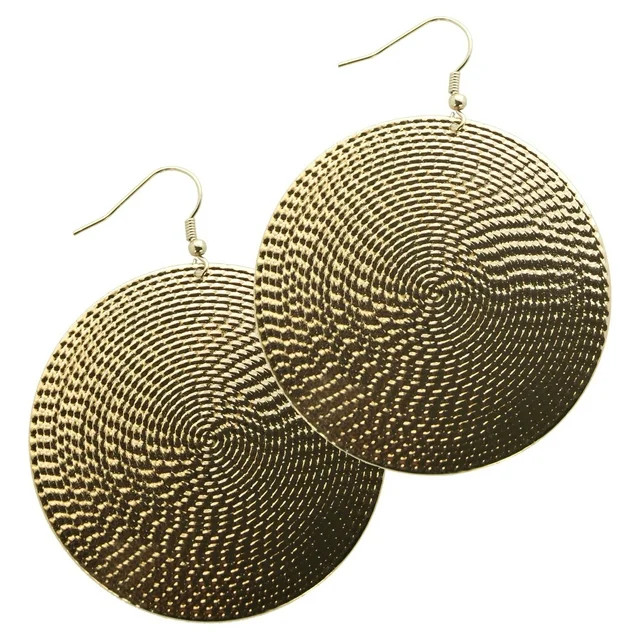 Time and Tru Fashion Basic Women's Oversized Textured Imitation Gold Disc Drop Metal Earring. | Walmart (US)