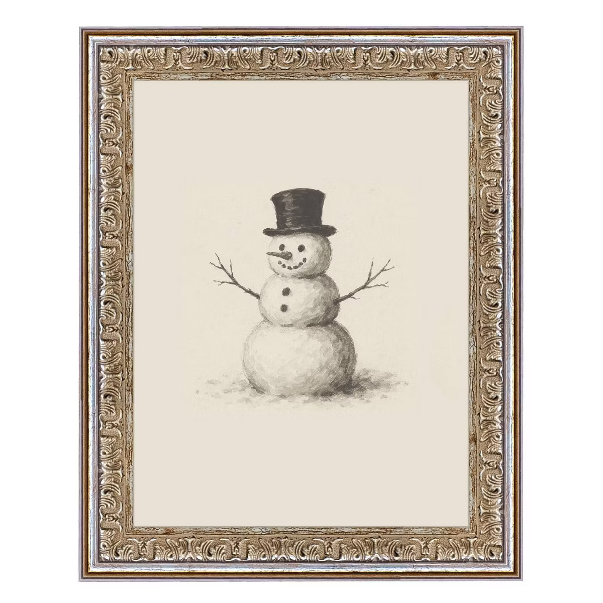 Petal Lane 8"x10" Snowman with Hat Silver Gold Wall Art | Target