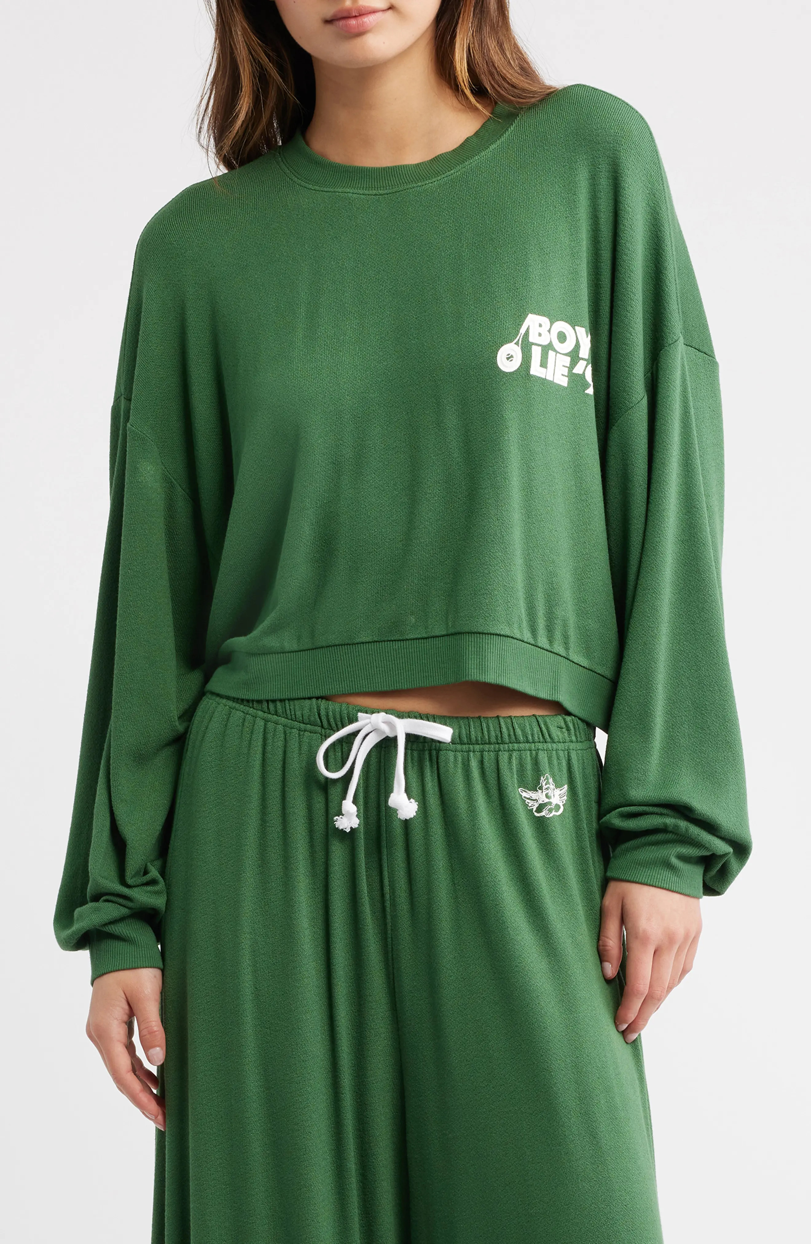 BOYS LIE Kara Crewneck Crop Sweatshirt in Mint at Nordstrom, Size X-Large/xx-Large | Nordstrom