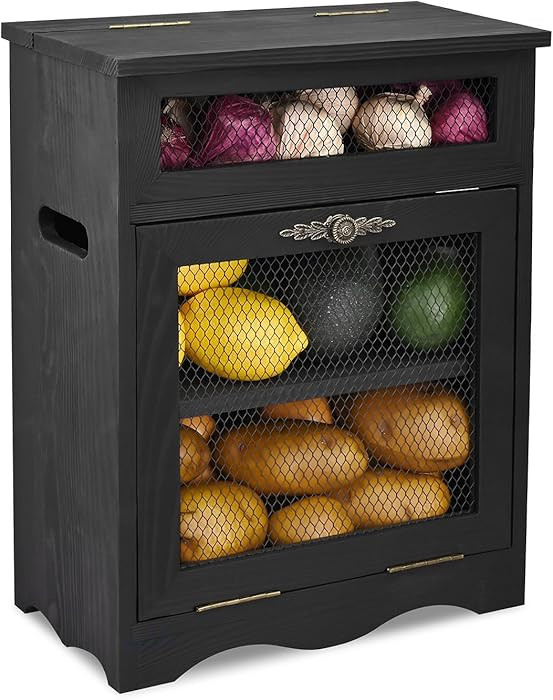 Ikee Design Free Assemble Wooden Countertop Potato and Onion Storage Bin Box, Countertop Cabinet,... | Amazon (US)