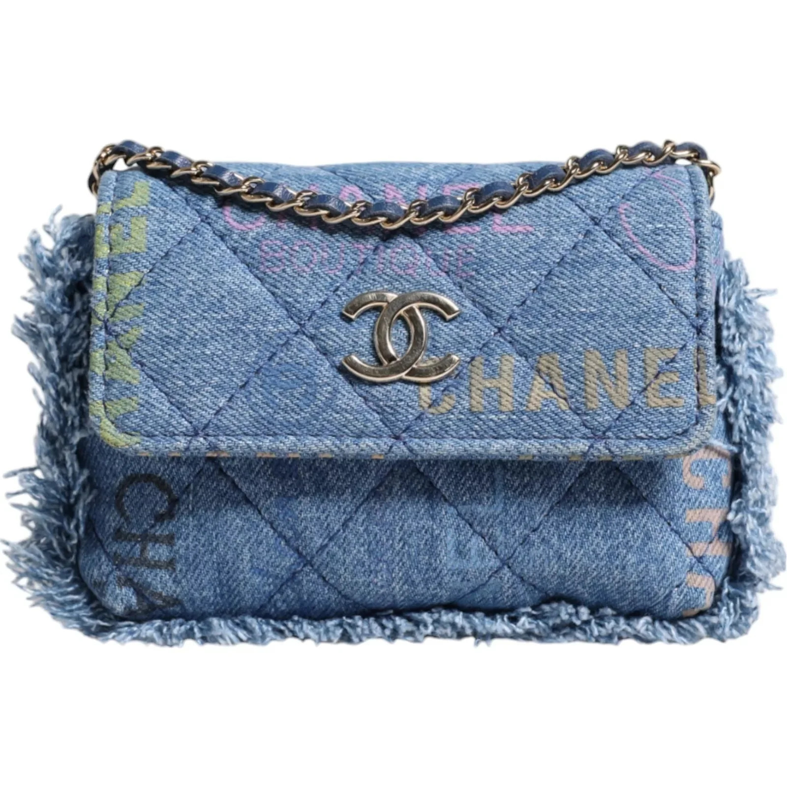 Chanel Mood Flap Micro Logo Printed Fringed Shoulder Women's Bag | Shop Simon