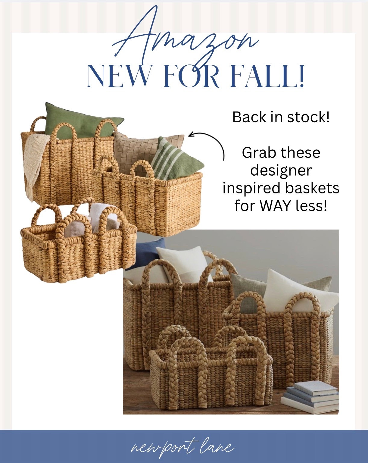 The Pottery Barn seagrass basket look for so much less and it comes in a set of three 🌿 These are so incredibly beautiful and functional. The natural texture, the coastal woven detail, the overall quality is just stunning and they look like a high end find through and through. If you have been eyeing those expensive Pottery Barn baskets, put your wallet away because these deliver the same gorgeous look for a fraction of the price.

#LTKHome #LTKSaleAlert #LTKU