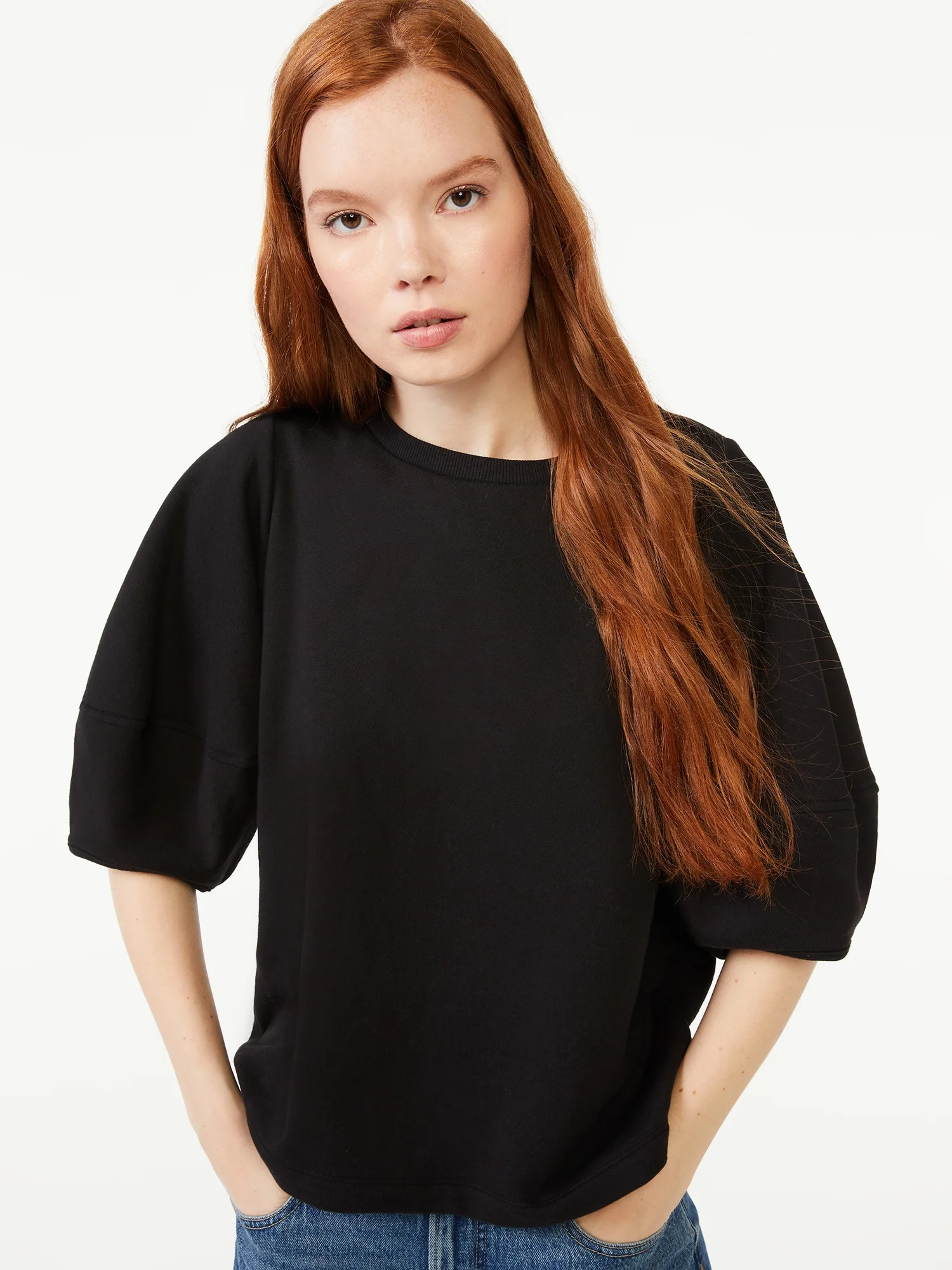 Free Assembly Women's Balloon Sleeve Top - Walmart.com | Walmart (US)