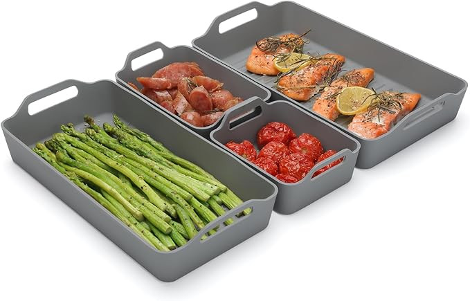 Large Silicone Baking Tray Dividers for Oven Cooking & Meal Prep, Sturdy Heatproof Handles Nonsti... | Amazon (US)
