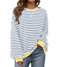 BTFBM Womens Striped Pullover Tops Spring Fall Clothes 2025 Long Sleeve Shirts Trendy Crew Neck L... | Amazon (CA)