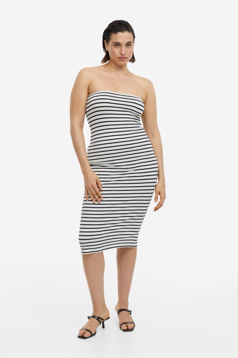 Bandeau Dress - Dark blue/striped - Ladies | H&M US | H&M (US + CA)