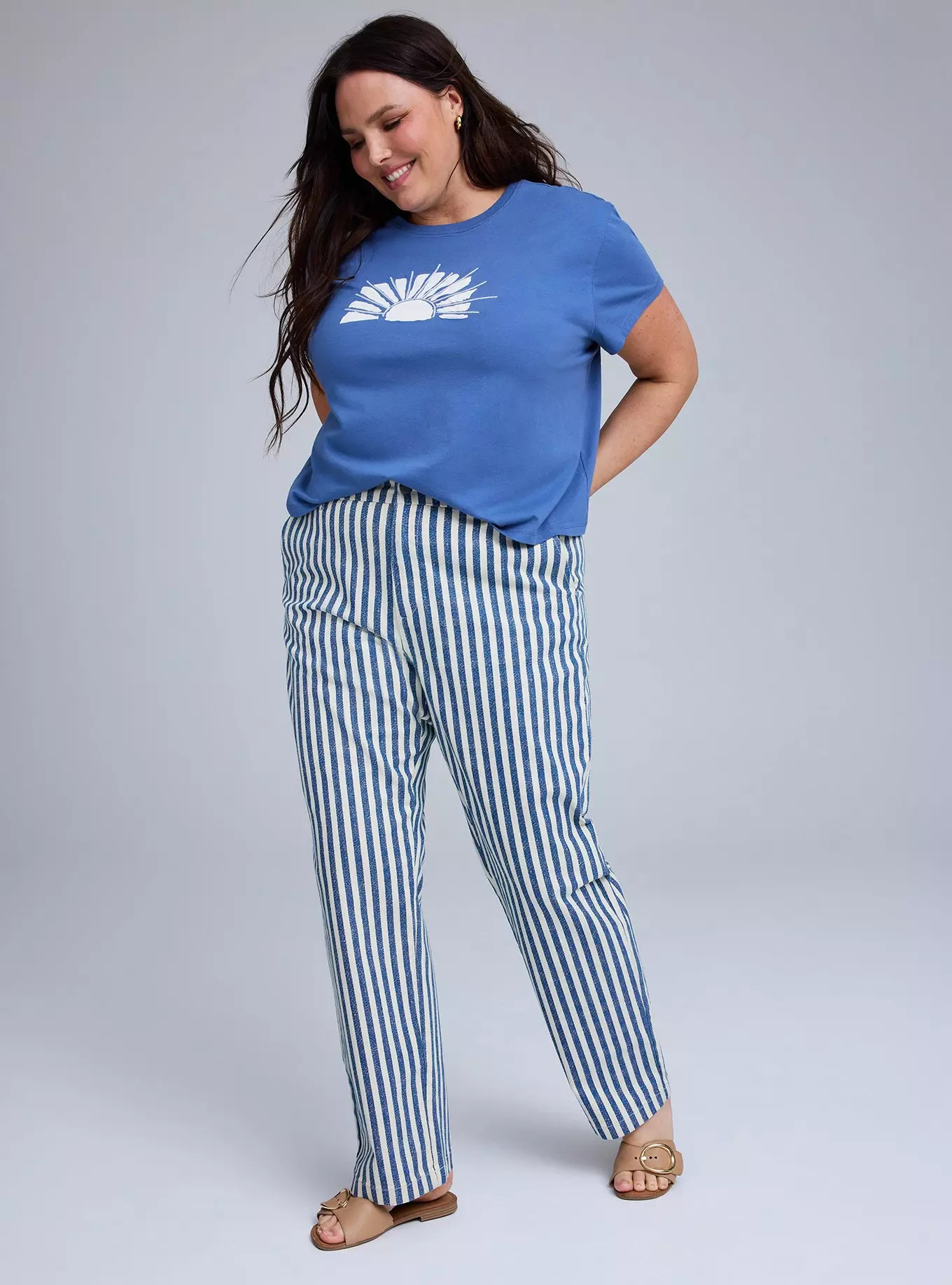 Belle Isle High-Rise Straight Leg Pleated Trouser Jean | Torrid (US & Canada)