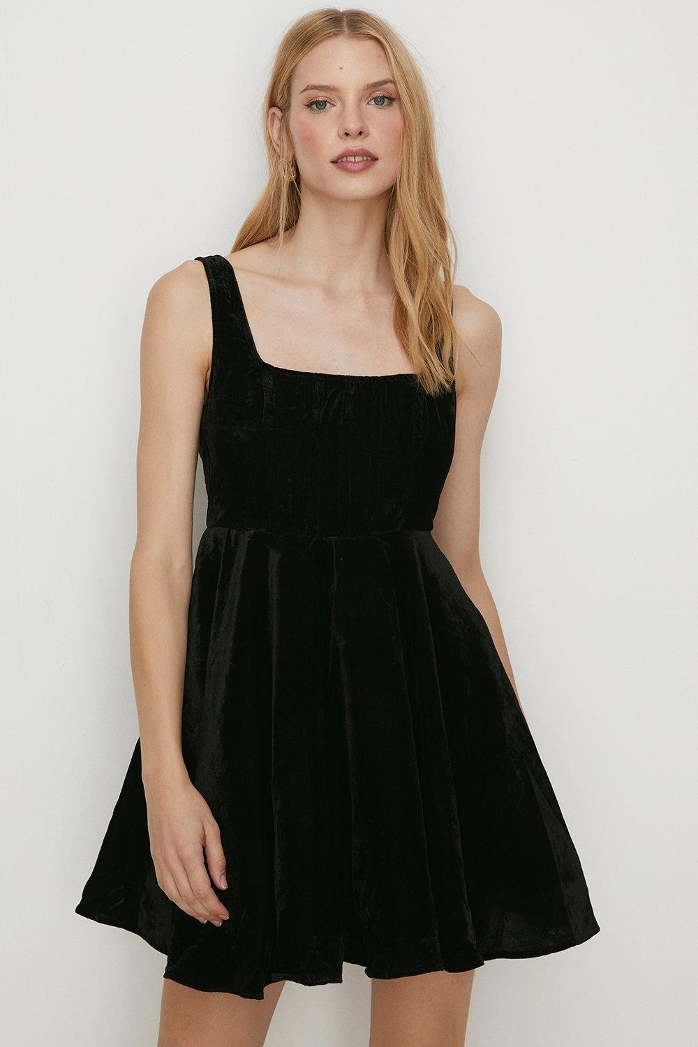 Velvet Corset Skater Mini Dress | Oasis UK & IE