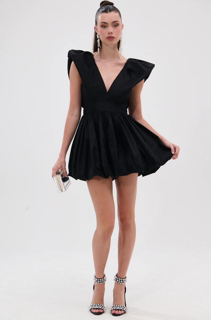 ONCE UPON A DREAM WOVEN MINI DRESS IN BLACK | AKIRA