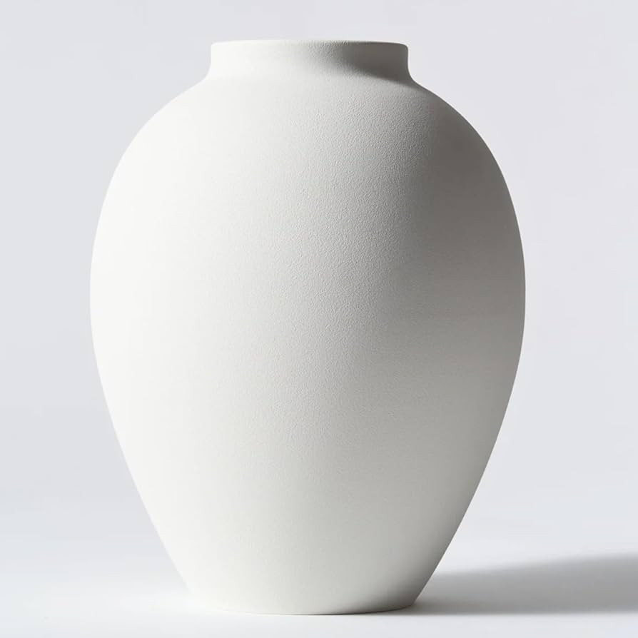 White Vase for Home Decor - Modern Farmhouse Ella Flower Vase for Table, Mantel & Shelf Decoratio... | Amazon (US)