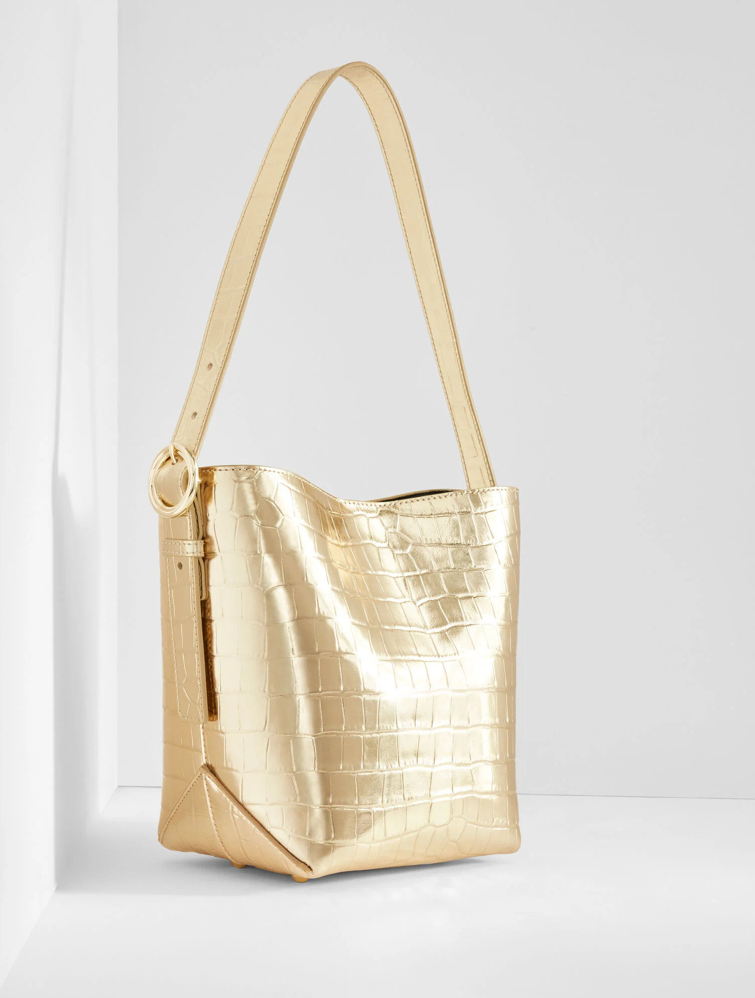 Croc Embossed Leather Bucket Bag | Talbots