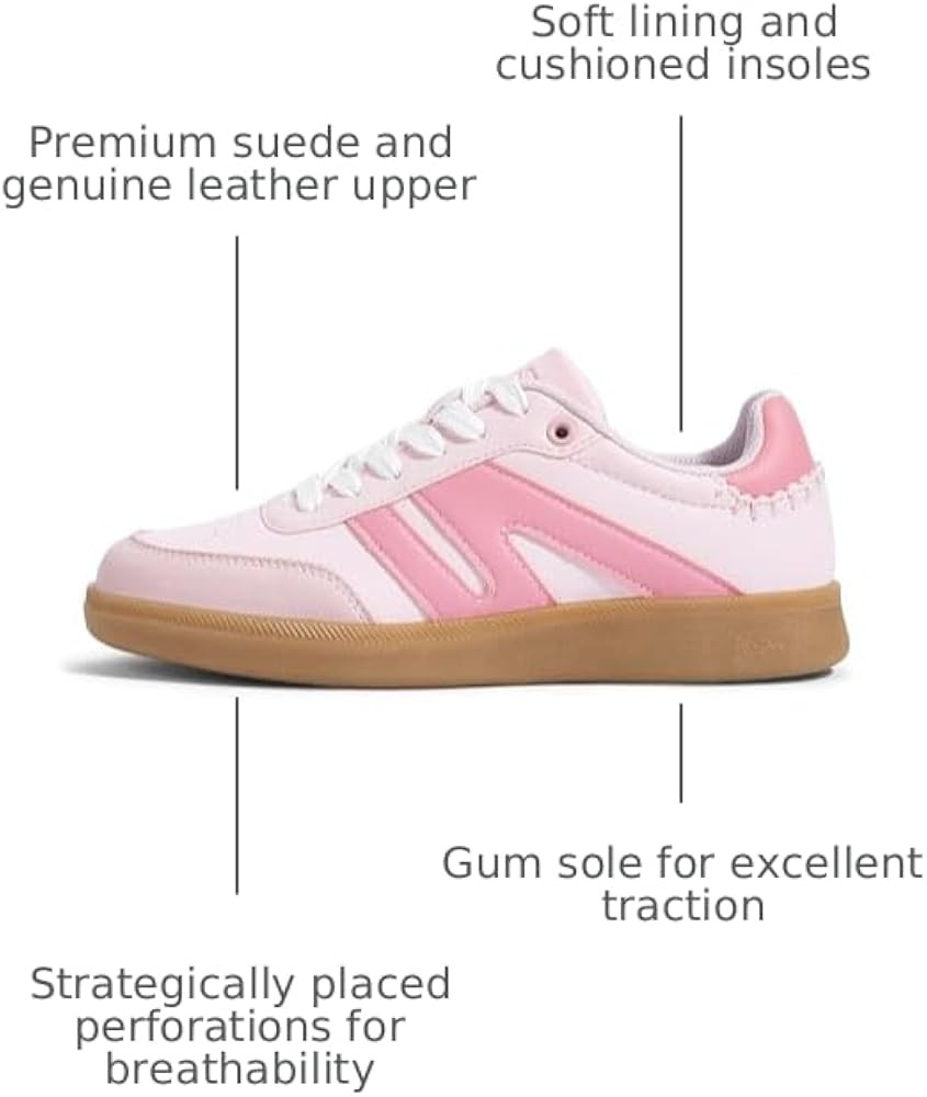 Women Classic Retro Gum Sole Fashion Sneakers Casual Tennis Skate Shoe Genuine Leather Walking Fo... | Amazon (US)