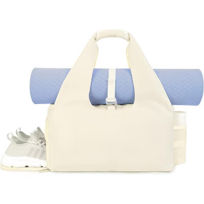 Yoga Gym Bag for Women Men, Shoe Compartment, Wet Dry Pockets & Adjustable Yoga Mat Holder Beige one size | Target