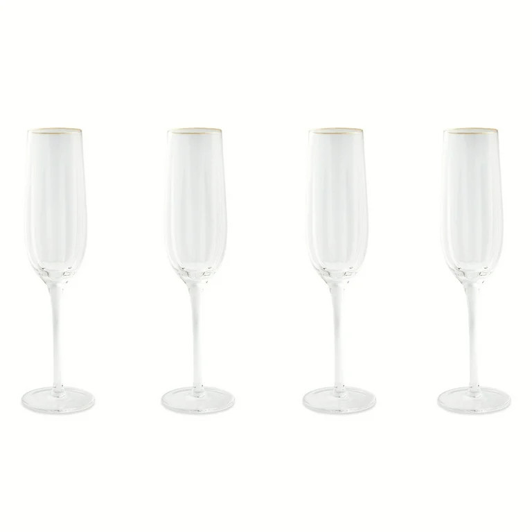 Thyme & Table 4-Pack Scalloped Champagne Flute Glass Set | Walmart (US)