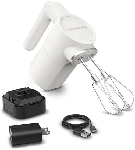 KitchenAid Go Cordless Hand Mixer - battery included, KHMR762, Porcelain White | Amazon (US)
