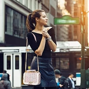 Qiayime Purses and Handbags for Women Fashion Ladies Top Handle Satchel Shoulder Tote Pearl bead ... | Amazon (US)