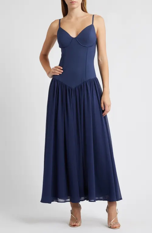 Hutch Bustier Drop Waist Evening Gown in Navy at Nordstrom, Size 6 | Nordstrom