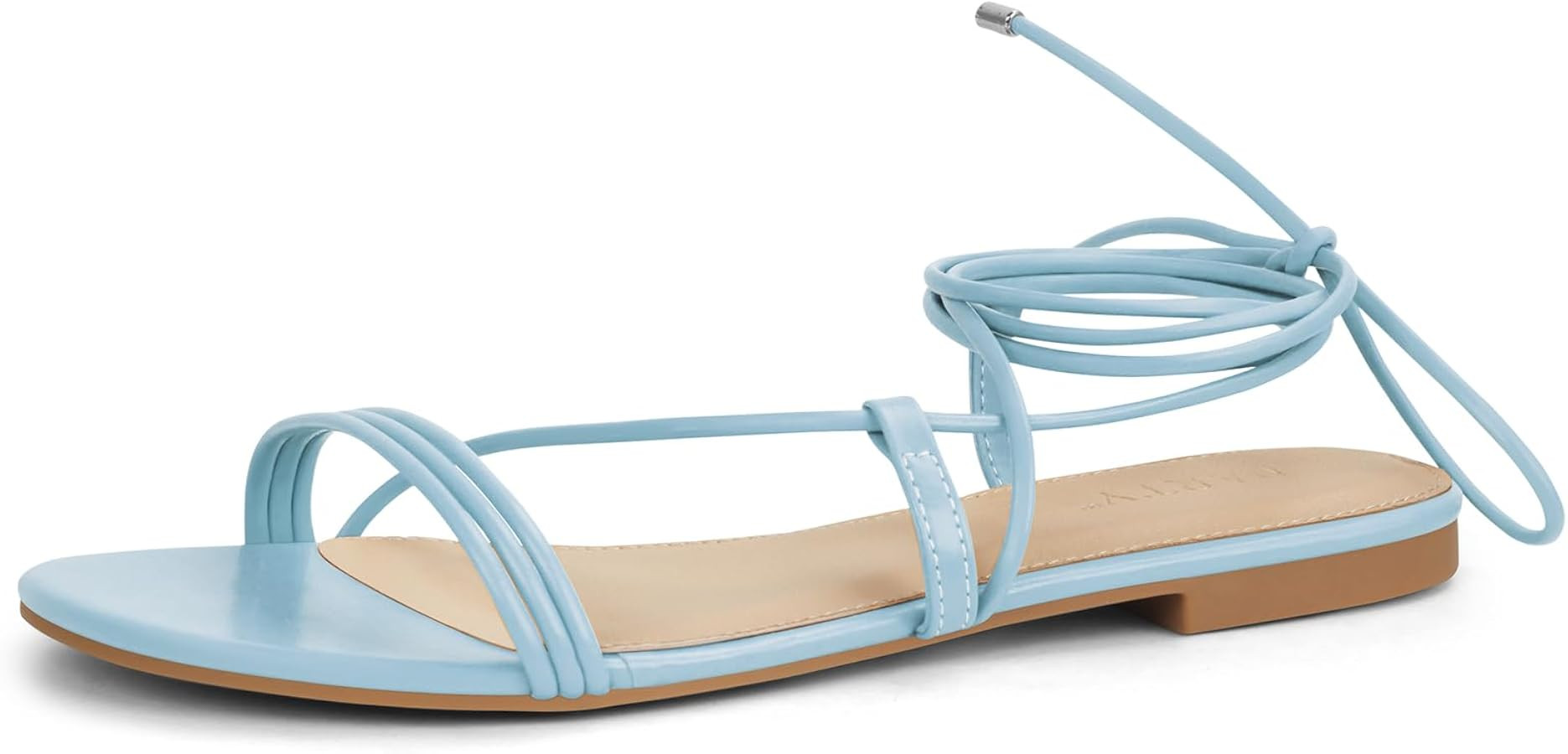 PARTY Women's Strappy Sandals Lace Up Flats Tie Up Open Toe Ankle Strap Shoes | Amazon (US)