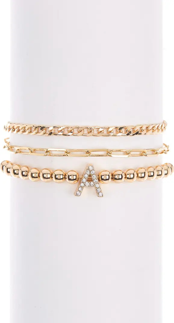 NORDSTROM RACK Pave Initial Mixed Chain Bracelet Set | Nordstromrack | Nordstrom Rack
