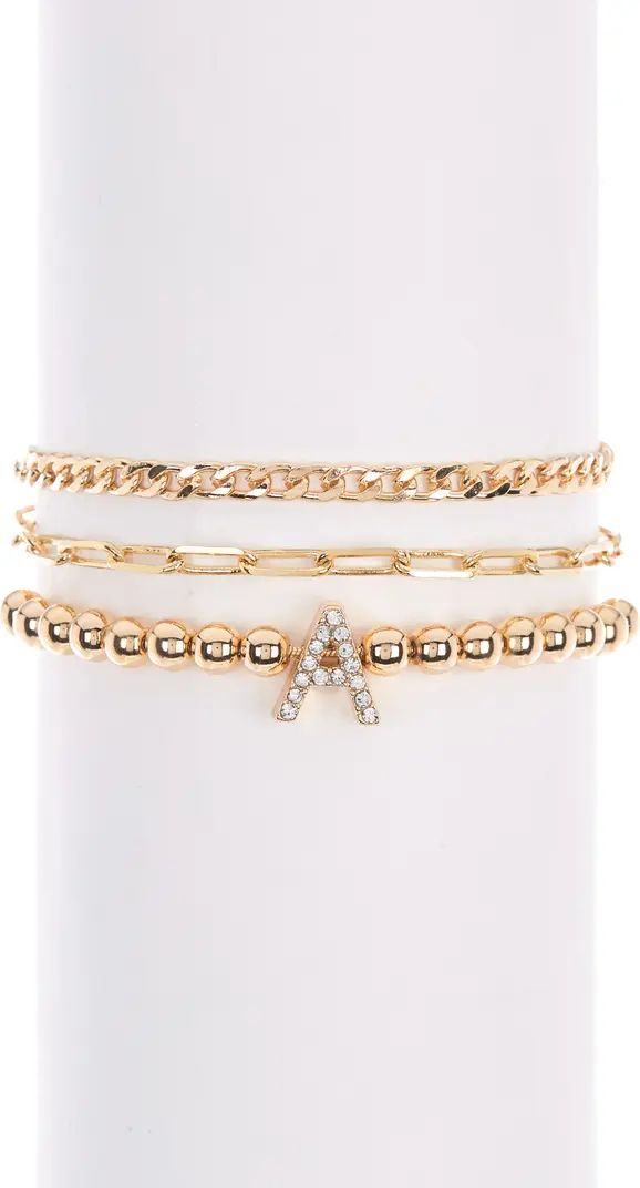 NORDSTROM RACK Pave Initial Mixed Chain Bracelet Set | Nordstromrack | Nordstrom Rack