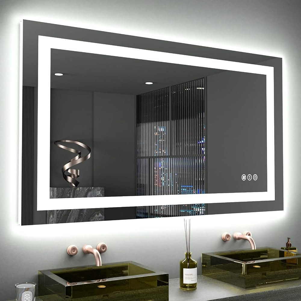 LOAAO 40X24 LED Bathroom Mirror with Lights, Anti-Fog, Dimmable, Backlit + Front Lit, Lighted Bat... | Amazon (US)