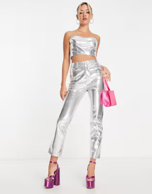 4th & Reckless metallic set in silver | ASOS (Global)