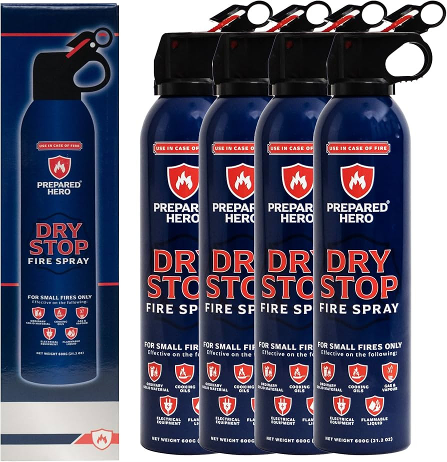 Dry Stop Fire Spray by Prepared Hero - 4 Pack - Portable Fire Extinguisher for Home, Car, Garage,... | Amazon (US)