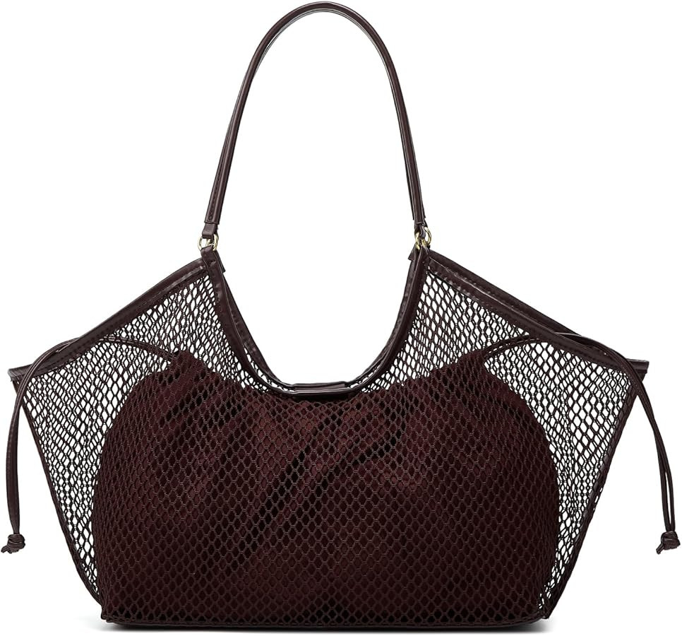 2 Pcs Crochet Tote Bag Women Mesh Summer Beach Bags Slouchy Shoulder Hobo Purse Large Vacation Tr... | Amazon (US)