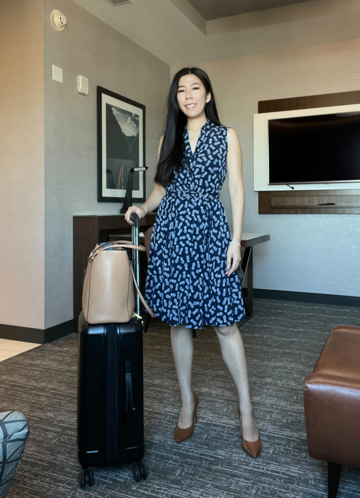 Adding a little bit of print to my workwear outfits! With the heat and humidity in Tennessee, I decided to keep it cool and light for my meeting. I wore this sleeveless blue collar dress with a pineapple print and paired it with brown accessories.

#LTKItBag #LTKWorkwear #LTKPetite