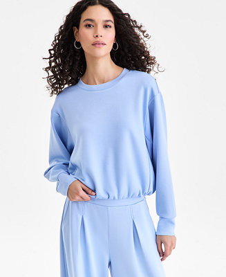 Women's Off-Duty Long-Sleeve Bubble-Hem Sweatshirt | Macy's