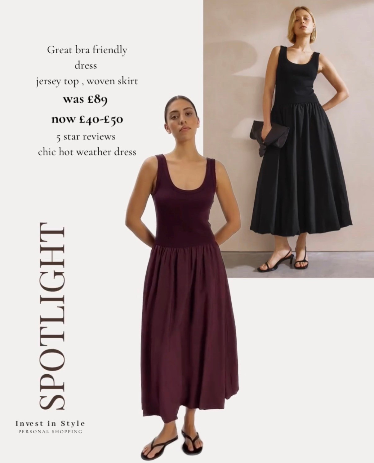 A similar dress to yesterday with the jersey vest top and woven skirt . 
This one a little more bra friendly and on sale. 
5 star reviews

#LTKsummer #LTKdresses #LTKsale