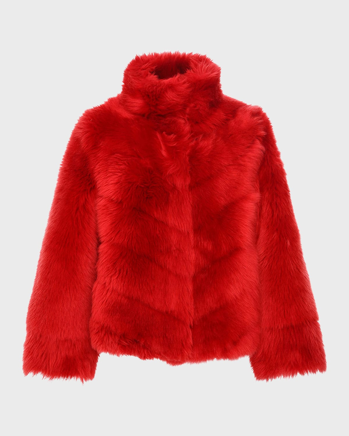 Reversible Merinillo Lamb Shearling Chevron Jacket With Horizontal Bottom | Neiman Marcus