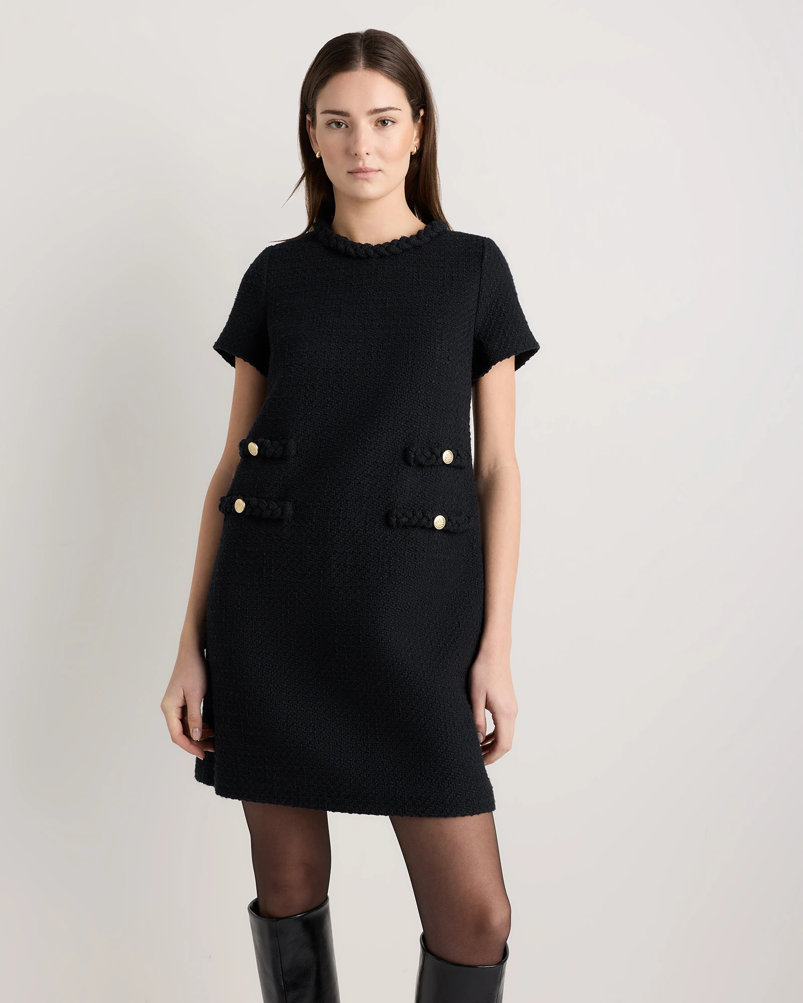 Tweed Short Sleeve Mini Dress | Quince