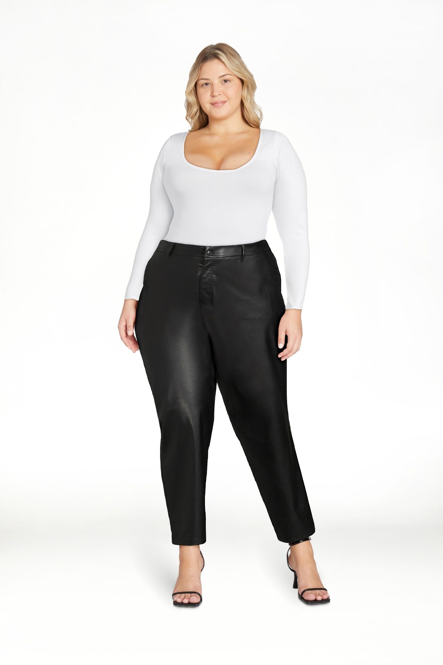 Sofia Jeans Women's Plus Size Eden Straight Super High Rise Faux Leather Pants, 29.5" Inseam, Siz... | Walmart (US)