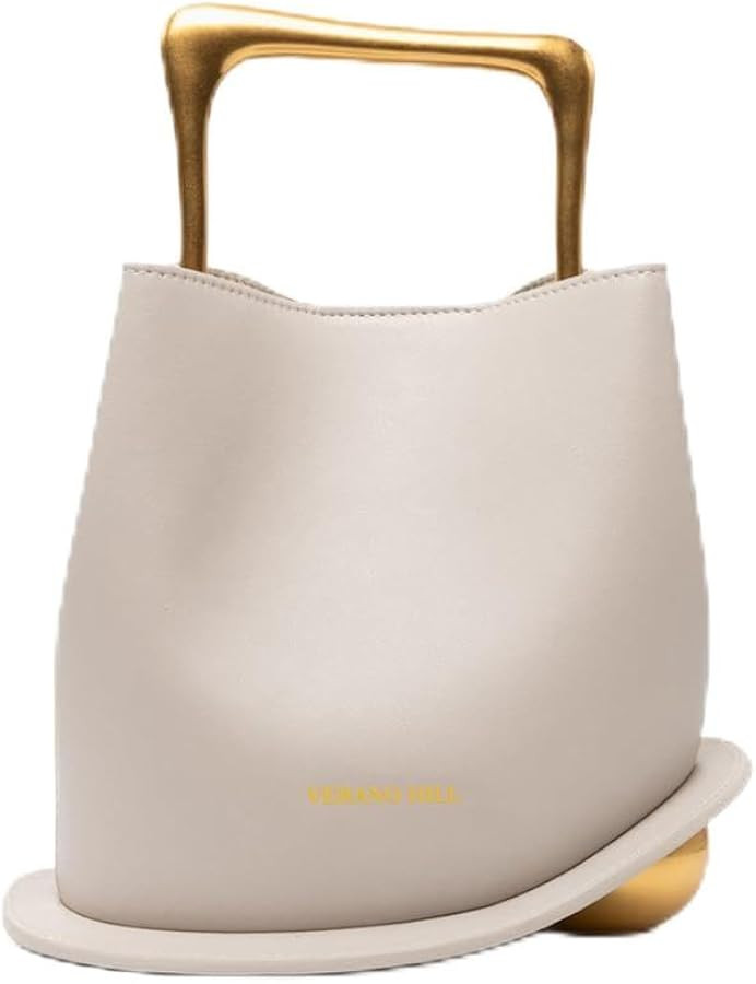Verano Hill Vienna Handbag for Women \u2013 Genuine Leather Purse with Geometric Handle, Rounded ... | Amazon (US)
